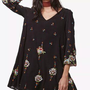 Free People | Dresses | Free People Black Oxford Embroidered Lined Boho Shift  Dress Size Medium